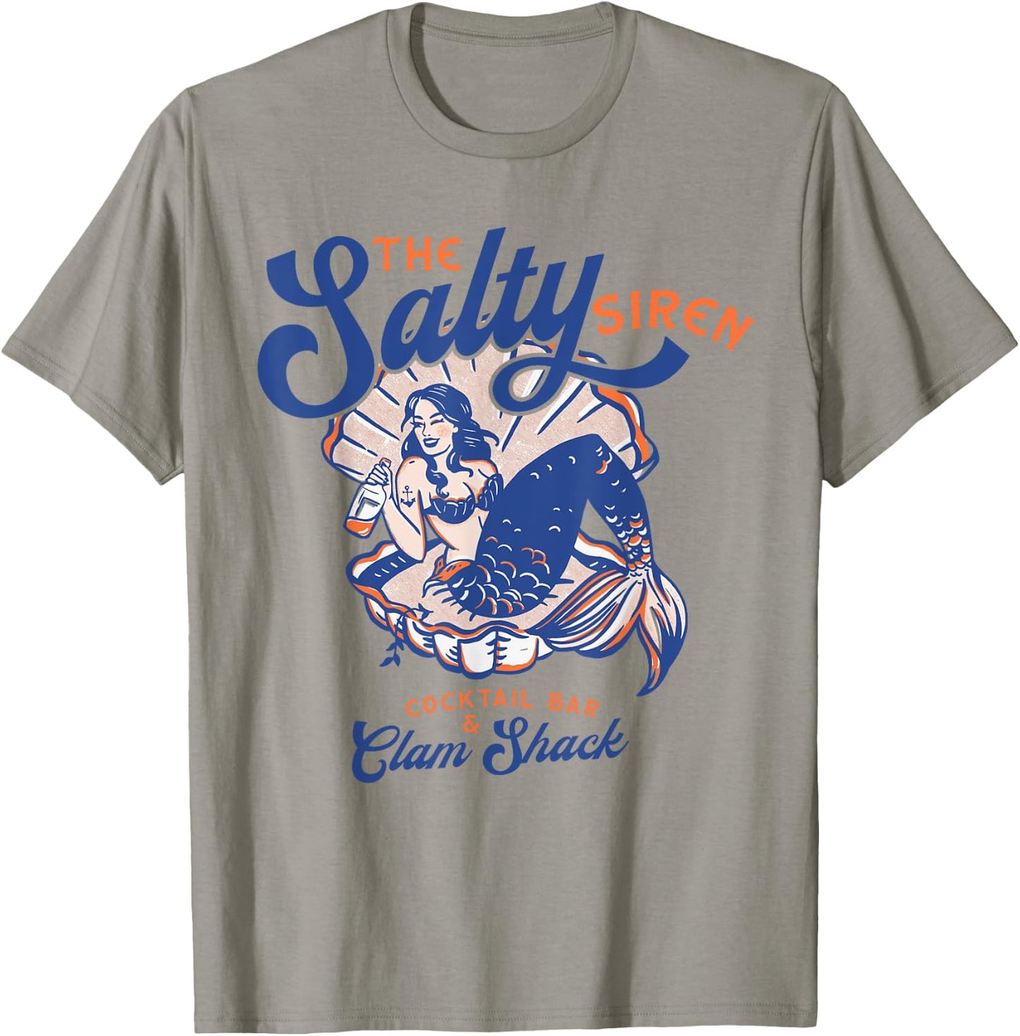 The Salty Siren Cocktail Bar & Clam Shack Cute Mermaid Pinup T-Shirt - T-Shirt | Sand