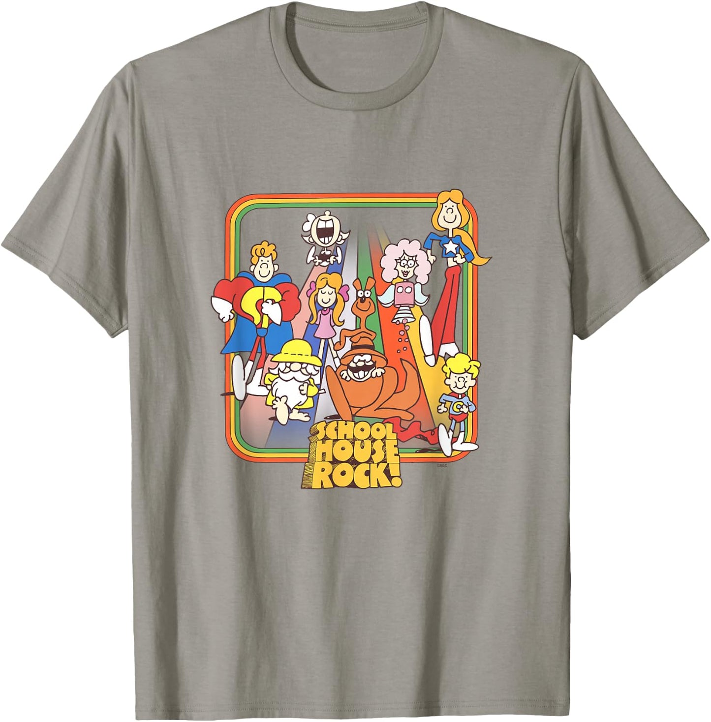 Schoolhouse Rock! Favorite Character Rainbow Outline Vintage T-Shirt - T-Shirt | Sand