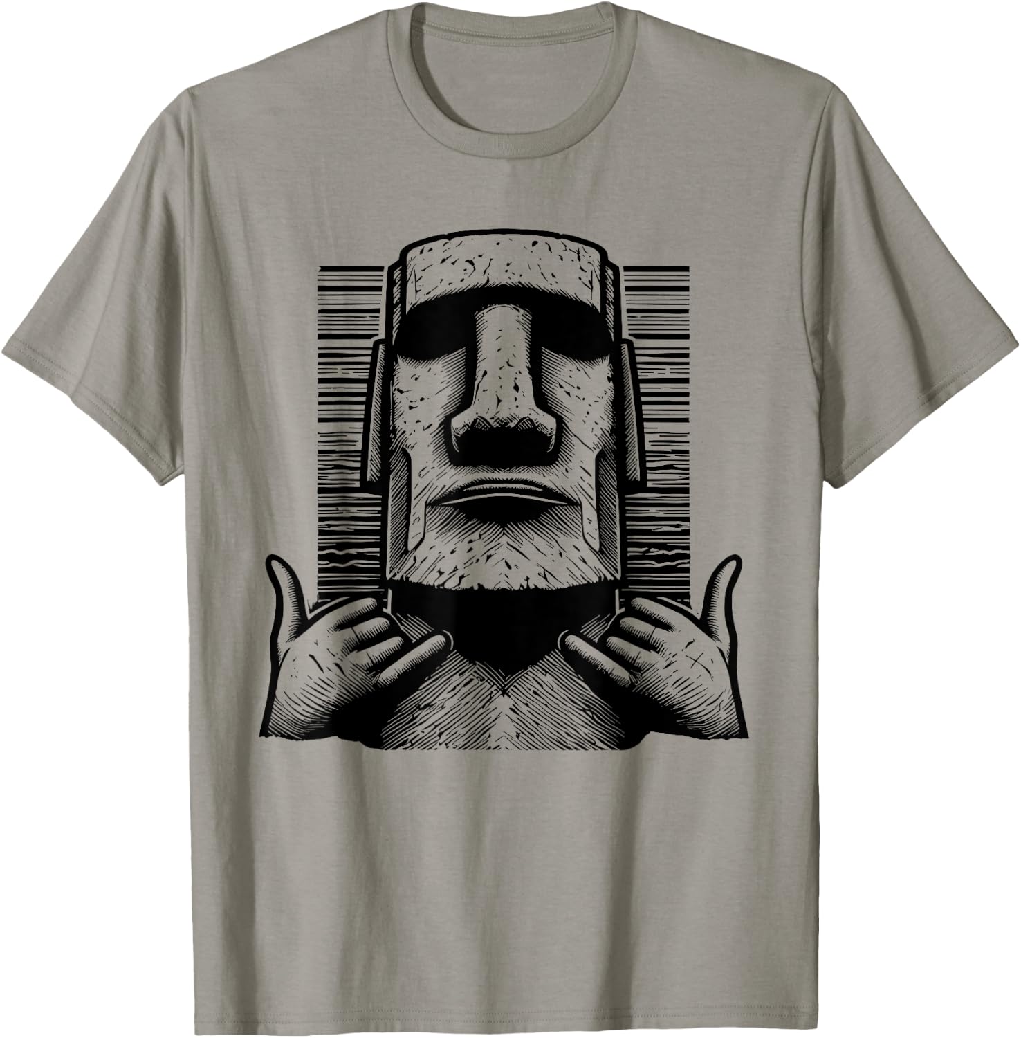 Funny Easter Island Rapa Nui Moai Statue Surfer Shaka Sign T-Shirt - T-Shirt | Sand
