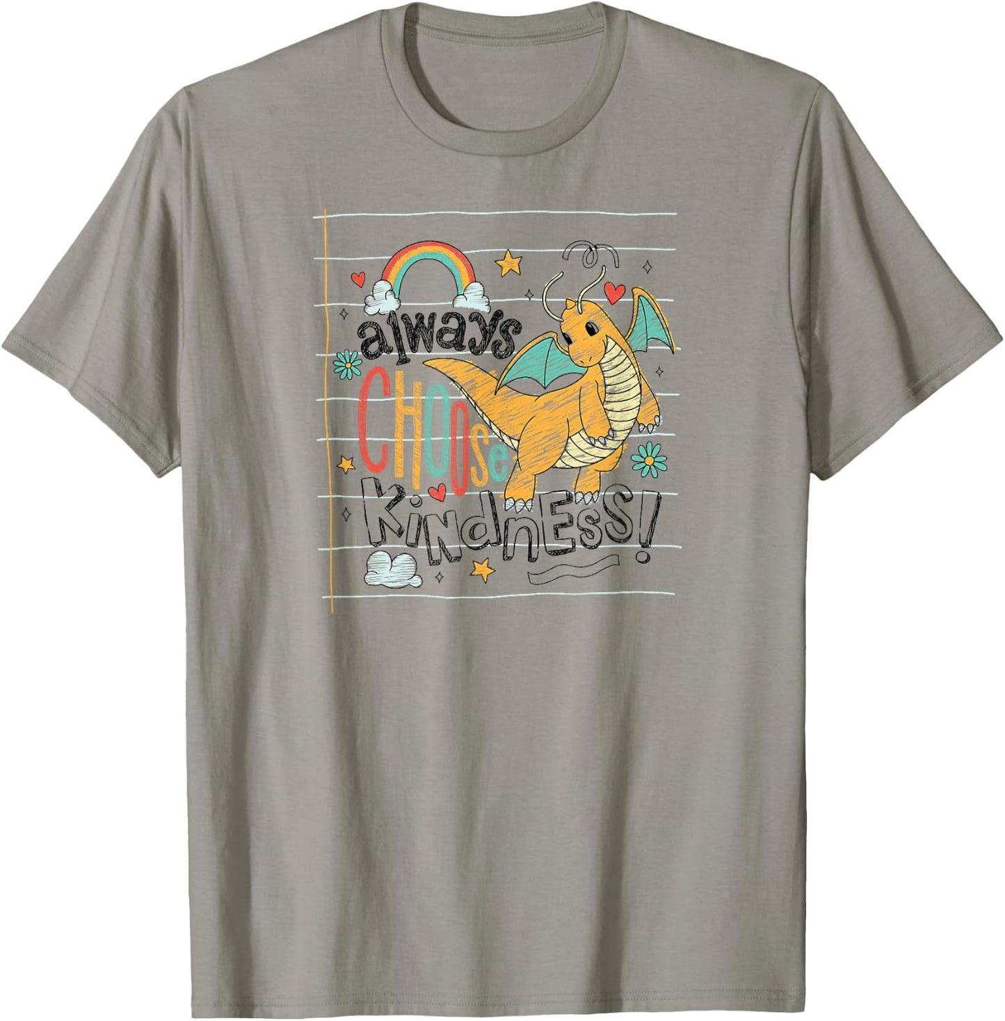 Pokémon - Dragonite Flying Always Choose Kindness Doodle T-Shirt - T-Shirt | Sand