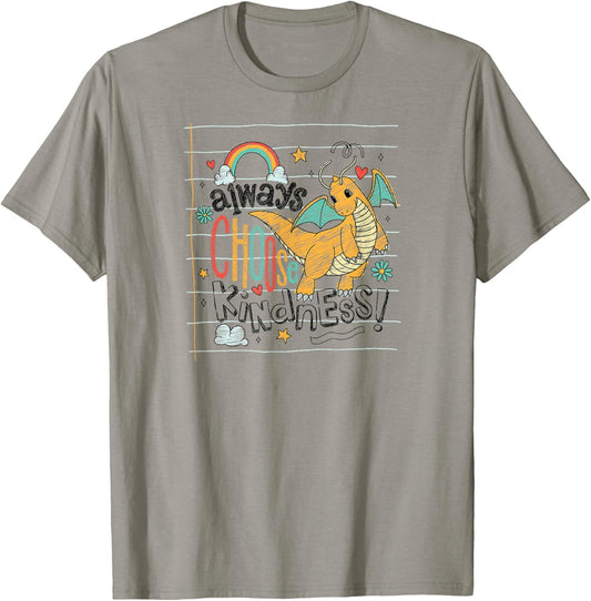 Pokémon - Dragonite Flying Always Choose Kindness Doodle T-Shirt - T-Shirt | Sand