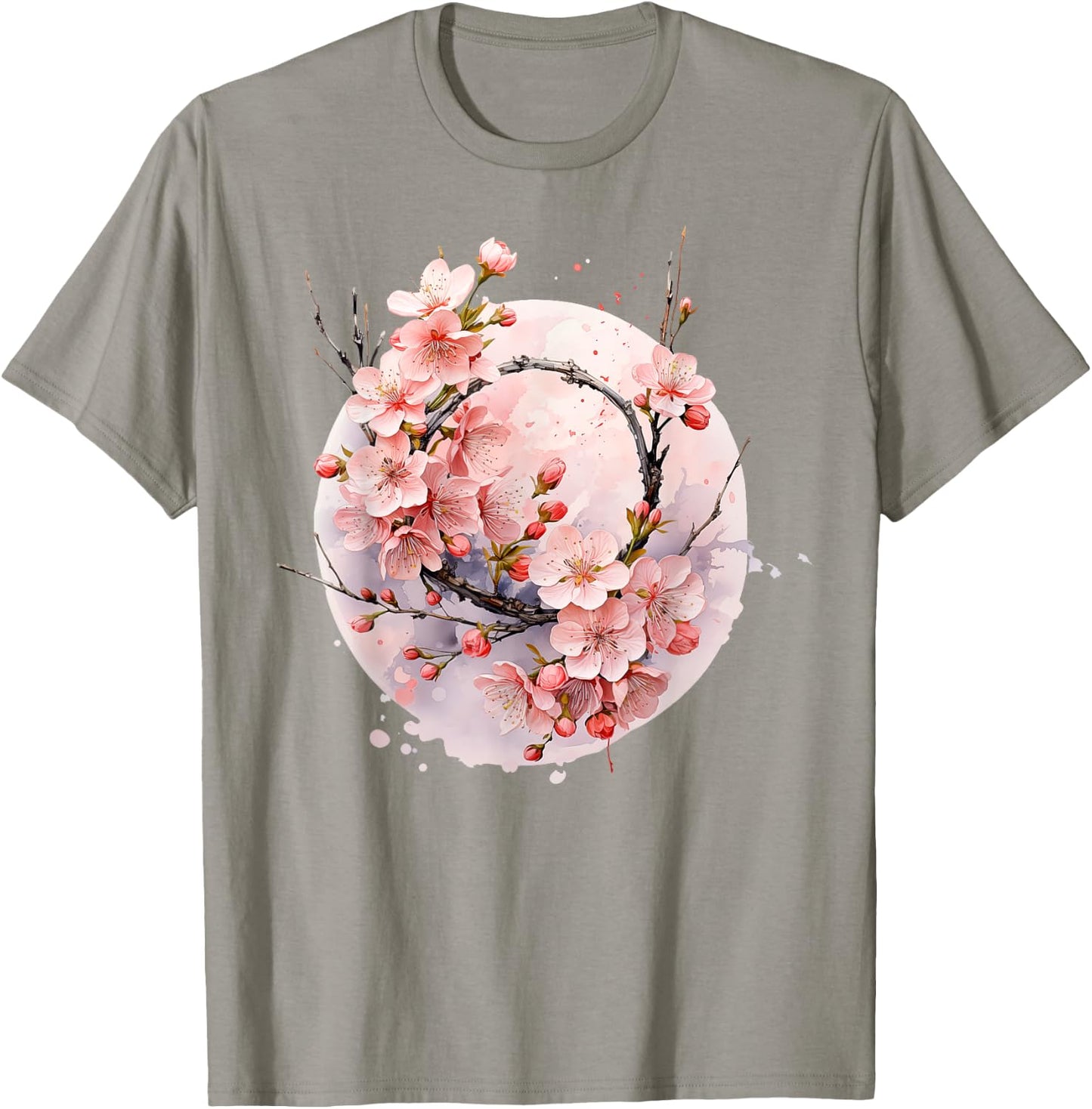 Peach, Cherry, Plum Blossom, Sakura, Japanese, Chinese, Pink , White T-Shirt - T-Shirt | Sand