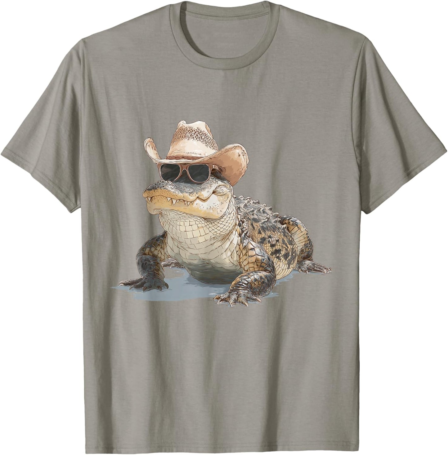 Alligator Cowboy Hat Gator Crocodile Reptile Lover Funny T-Shirt - T-Shirt | Sand