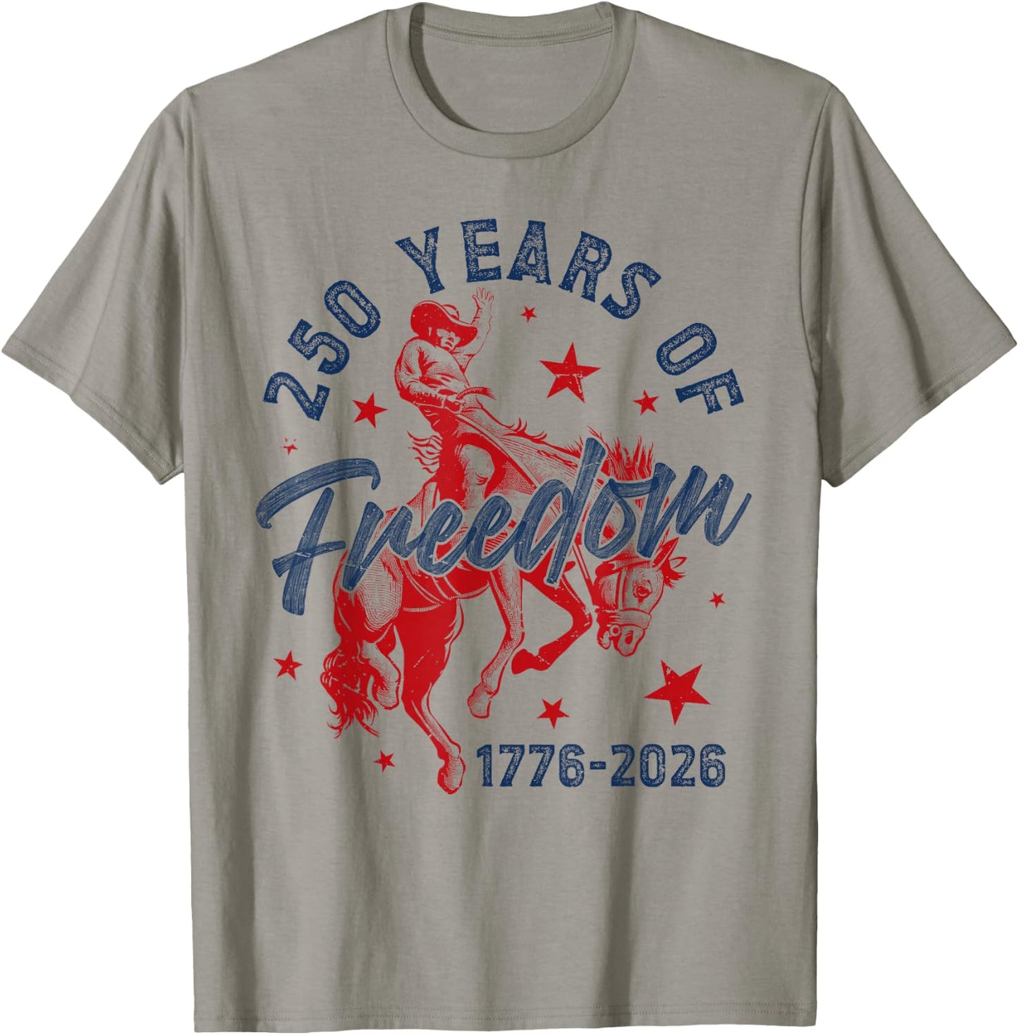 250 America Years of Freedom 1776 2026 Western Cowboy Rodeo T-Shirt - T-Shirt | Sand