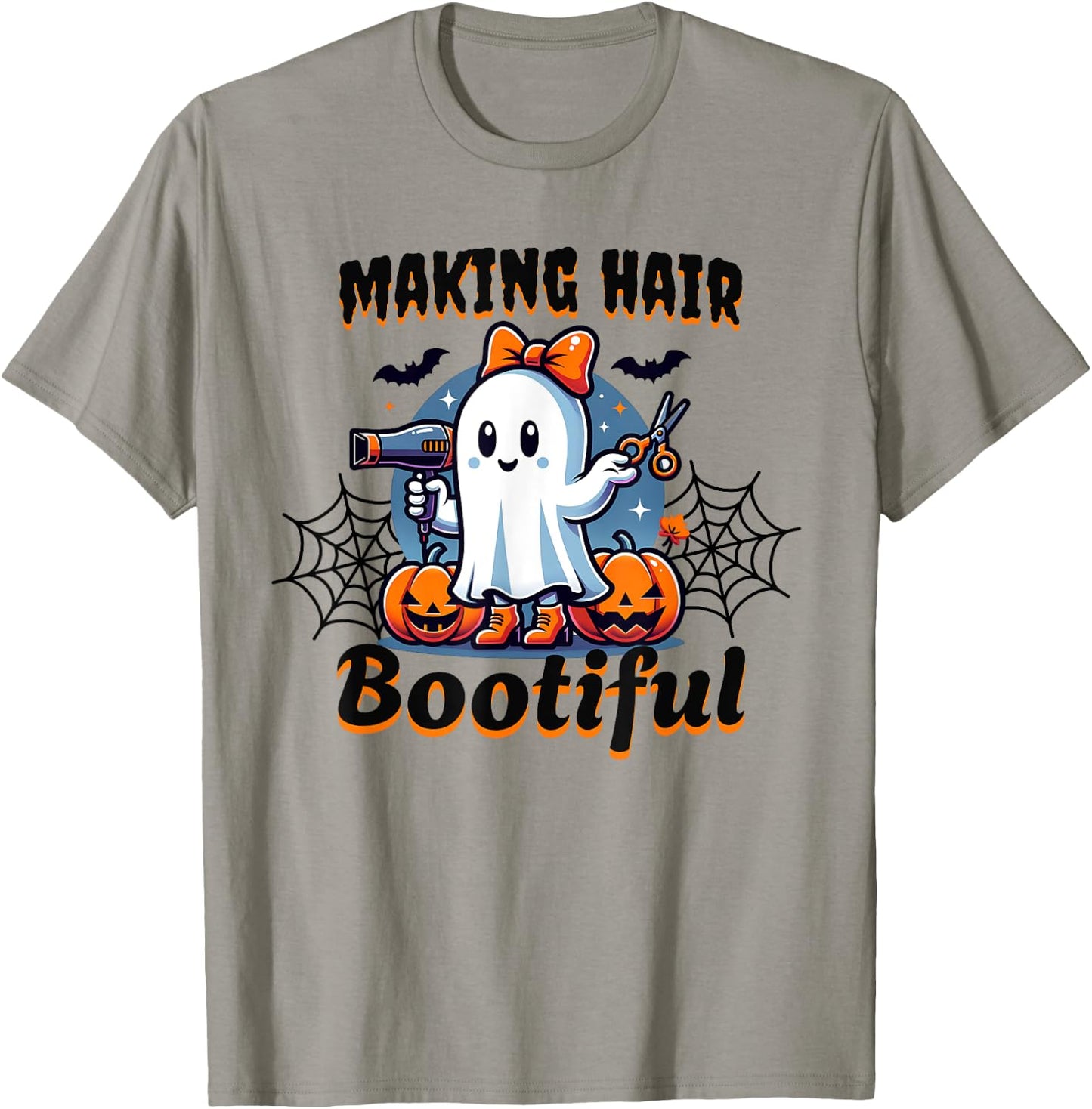 Halloween Hair Stylist Spooky Ghost Hairdresser Cosmetology T-Shirt - T-Shirt | Sand