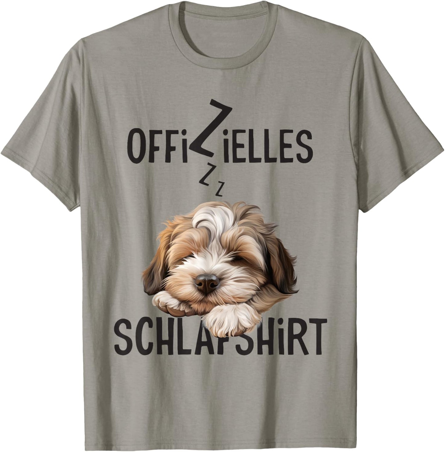 Official Sleep Shirt with Dog Funny Lion Dog Motif , White T-Shirt - T-Shirt | Sand