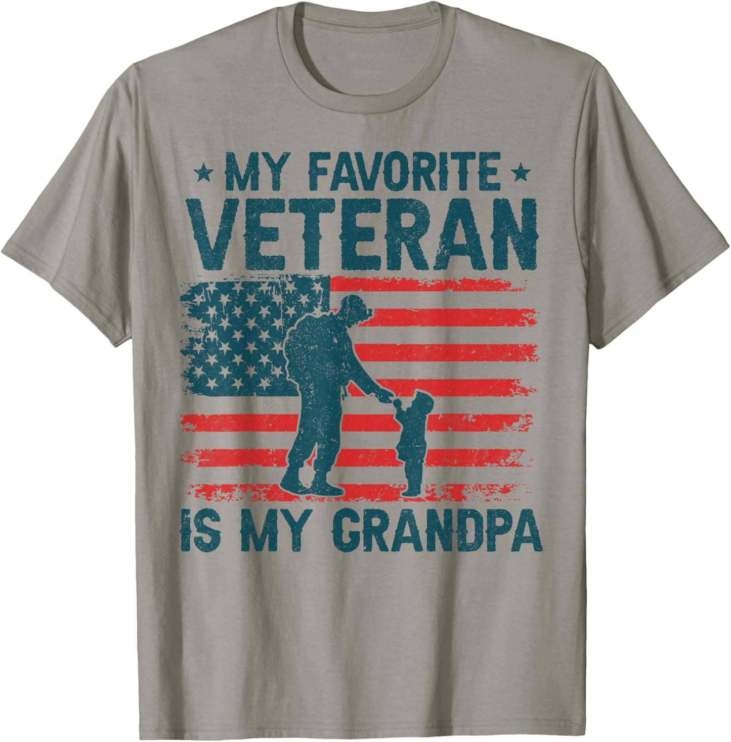 My Favorite Veteran is My Grandpa Veterans Day Military Papa T-Shirt - T-Shirt | Sand