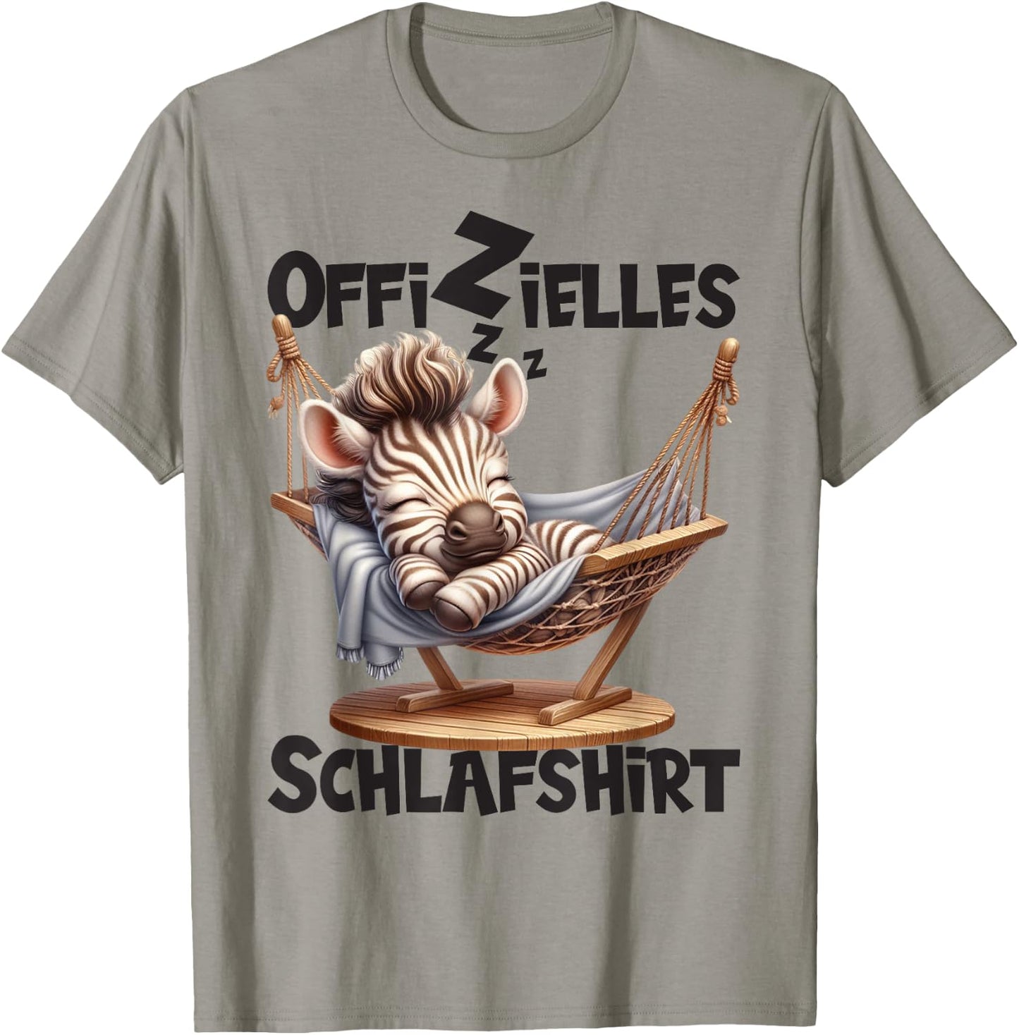 Langschläfer Geschenkidee Spruch Herren Damen Offizielles Schlafshirt Zebra Mit Tier Lustig Tiermotiv T-Shirt - T-Shirt | Sand