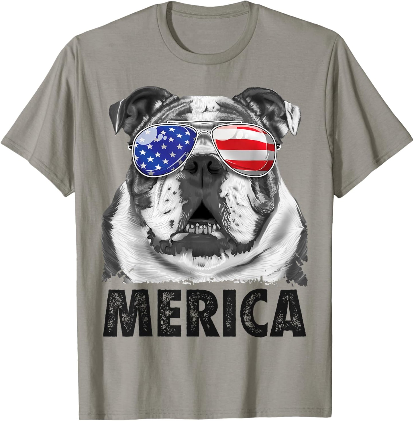 English Bulldog 4th of July Shirt Merica Men Women American T-Shirt - T-Shirt | Sand