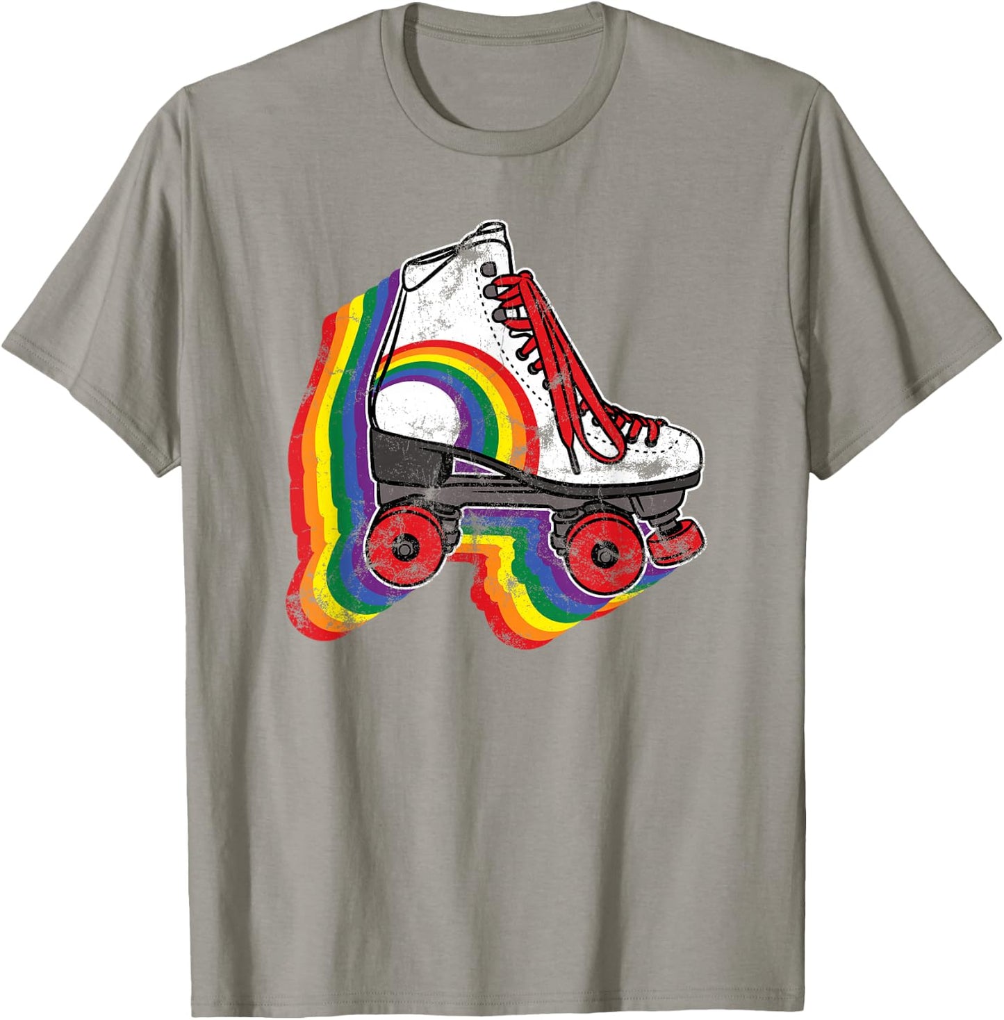 Rainbow Vintage Roller Skating T-Shirt - T-Shirt | Sand
