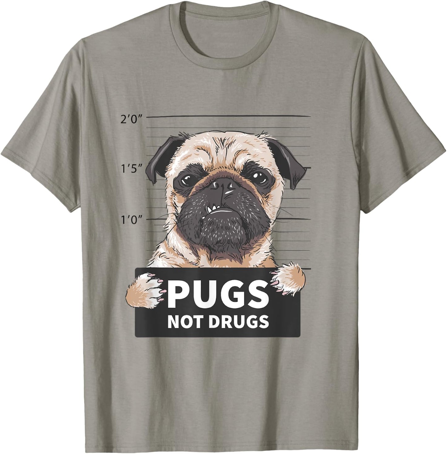 Pugs Not Drugs Funny T Shirt Man Woman T-Shirt - T-Shirt | Sand