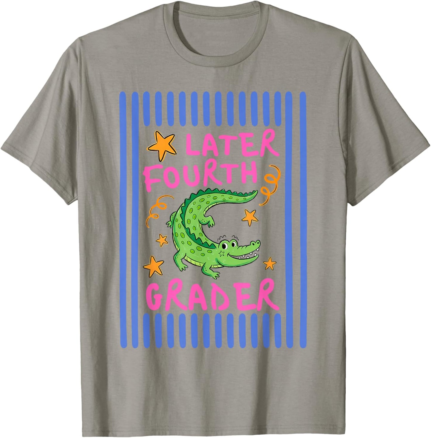 Later Fourth Grader Cute Alligator Later Gator Teacher Kids T-Shirt - T-Shirt | Sand
