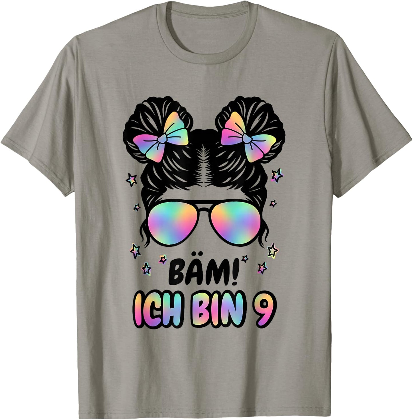 9. Geburtstag Mädchen Messy Bun Bäm! Ich Bin Neun T-Shirt - T-Shirt | Sand