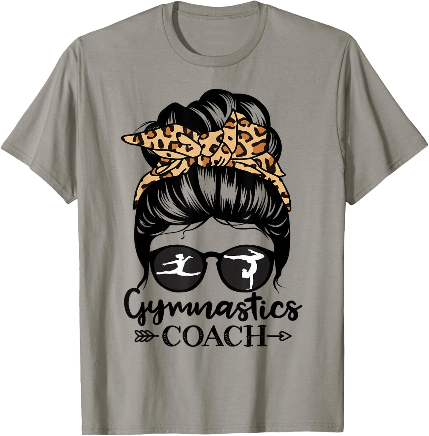 Gymnastics Coach Messy Bun Hair Funny Gymnast Coach T-Shirt - T-Shirt | Sand