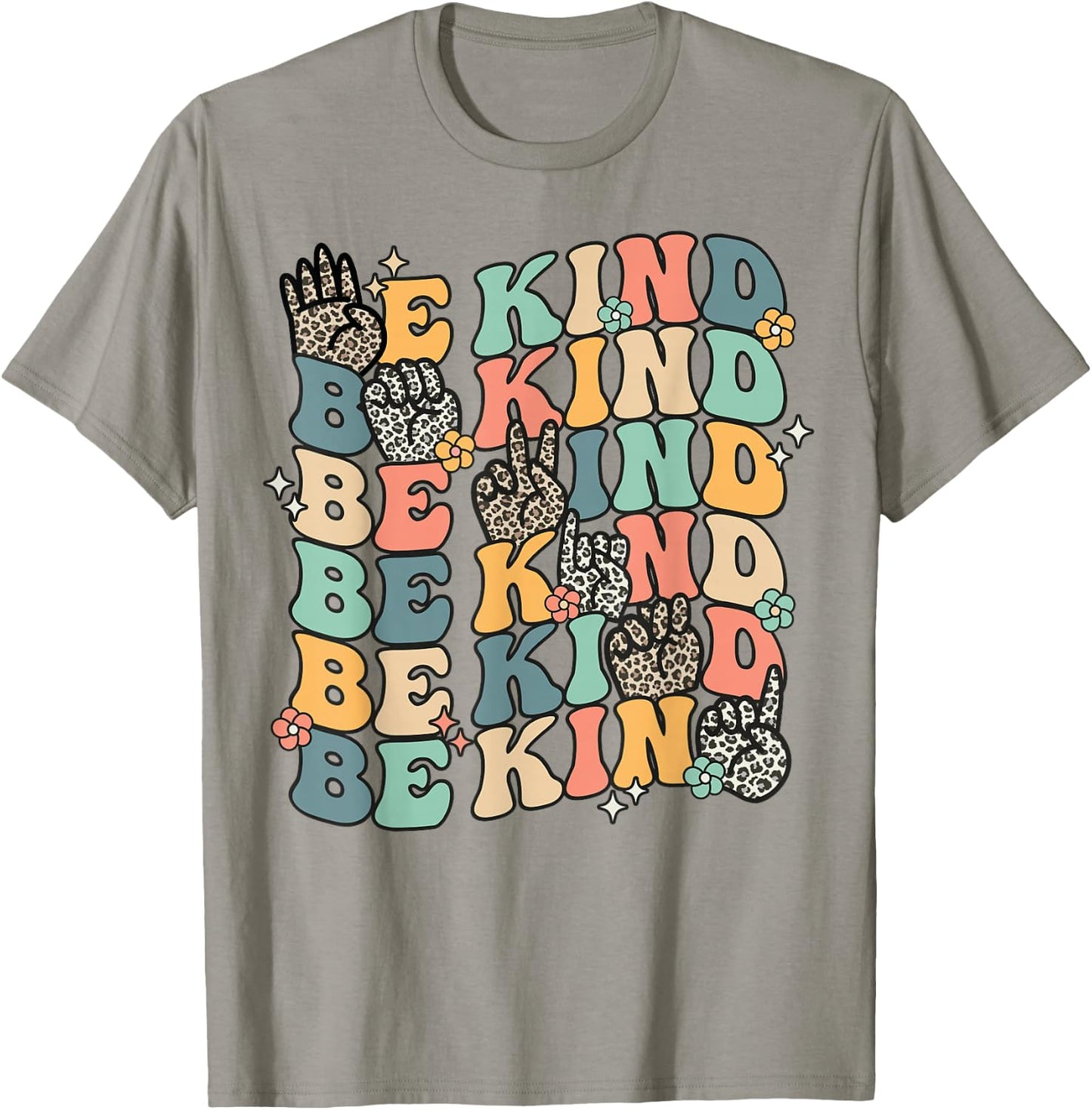Groovy Be Kind Sign Language ASL Finger Spelling Kindness T-Shirt - T-Shirt | Sand