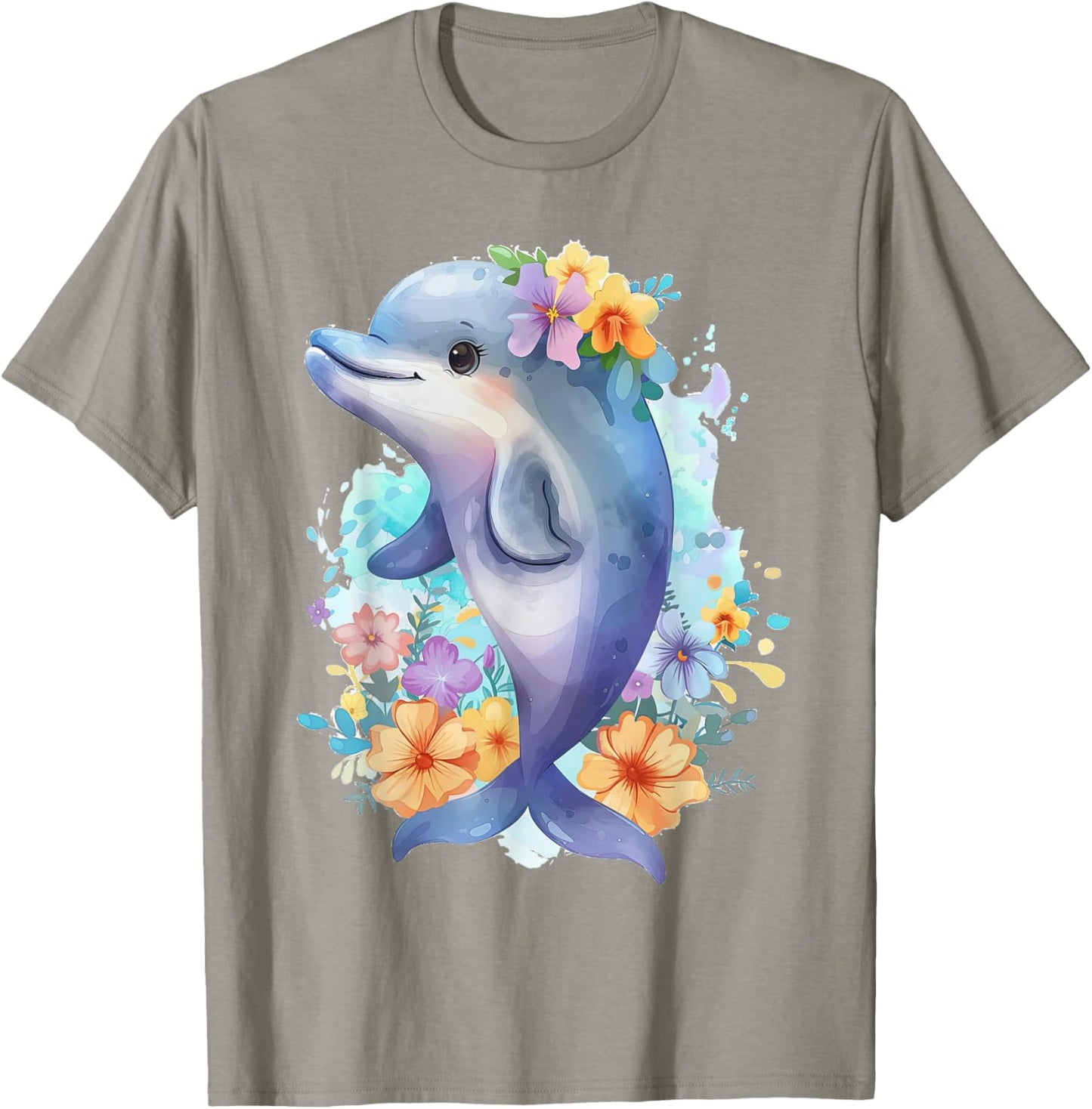 Dolphin with Flowers Cute Dolphins Fish Daughter T-Shirt - T-Shirt | Sand