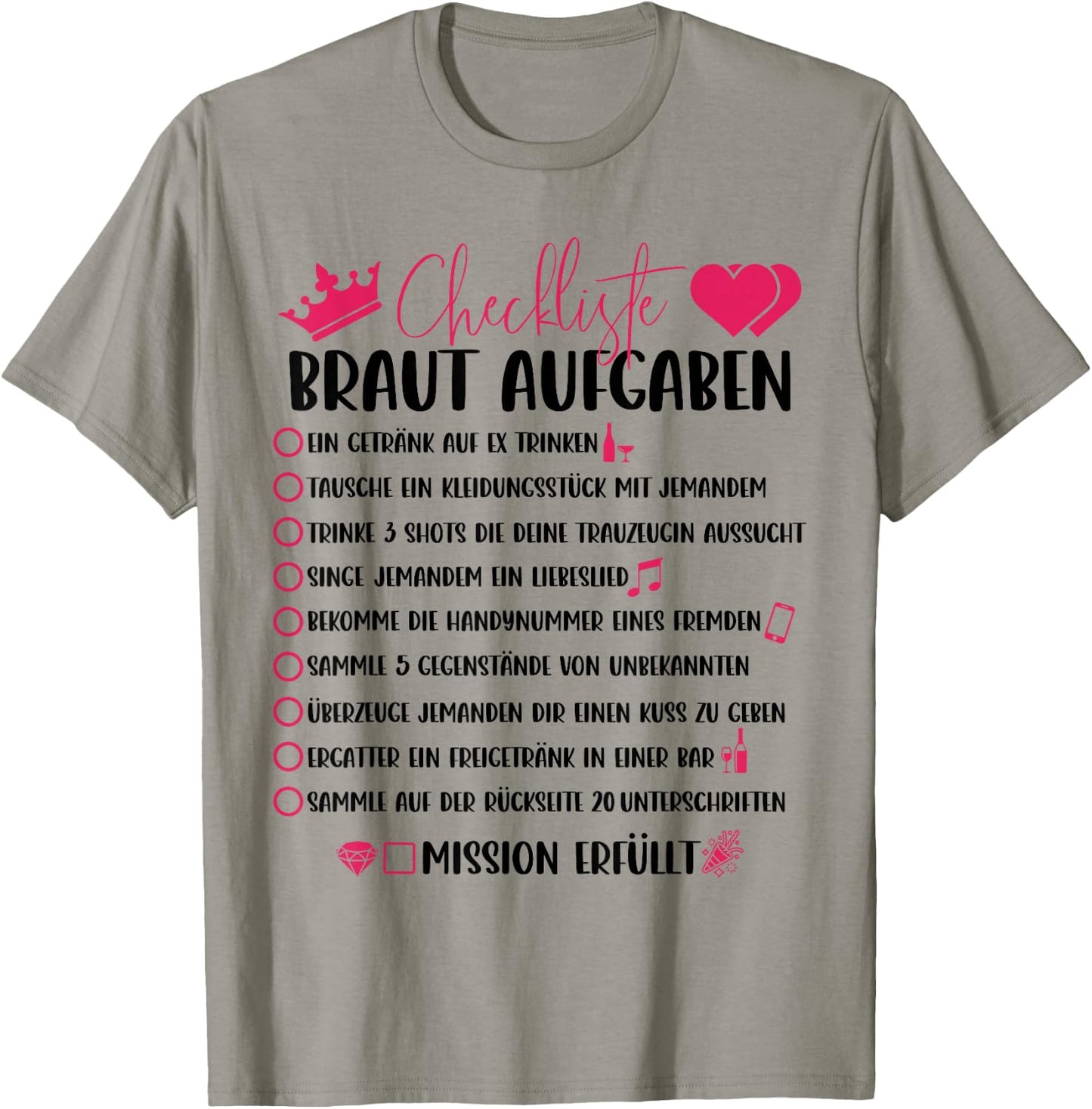 Checkliste der JGA Braut für den Junggesellinnenabschied T-Shirt - T-Shirt | Sand