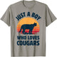 Cougar Just A Boy Who Loves Cougars Men Retro Vintage Sunset T-Shirt - T-Shirt | Sand