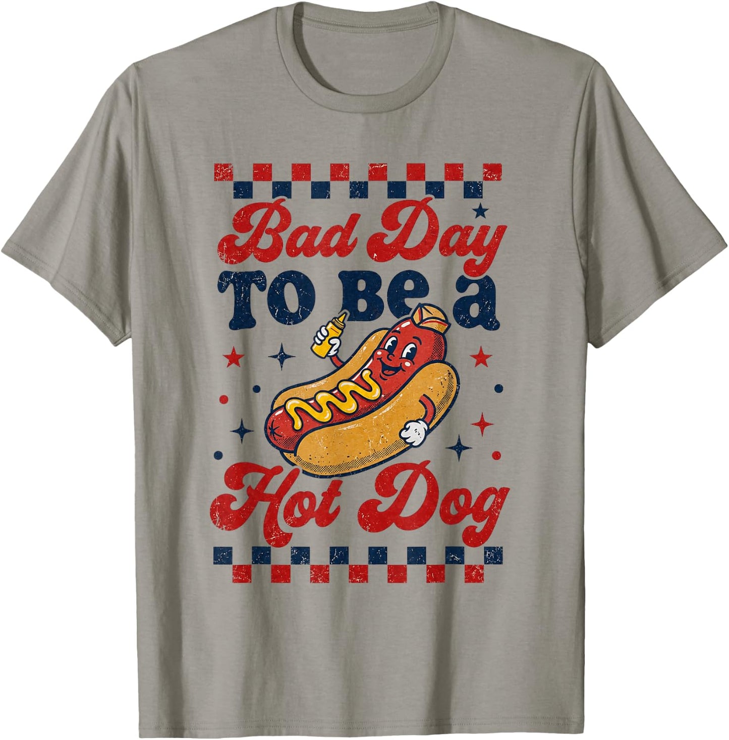 Bad Day to Be A Hot Dog 4th of July Shirt BBQ Men Women Boys T-Shirt - T-Shirt | Sand