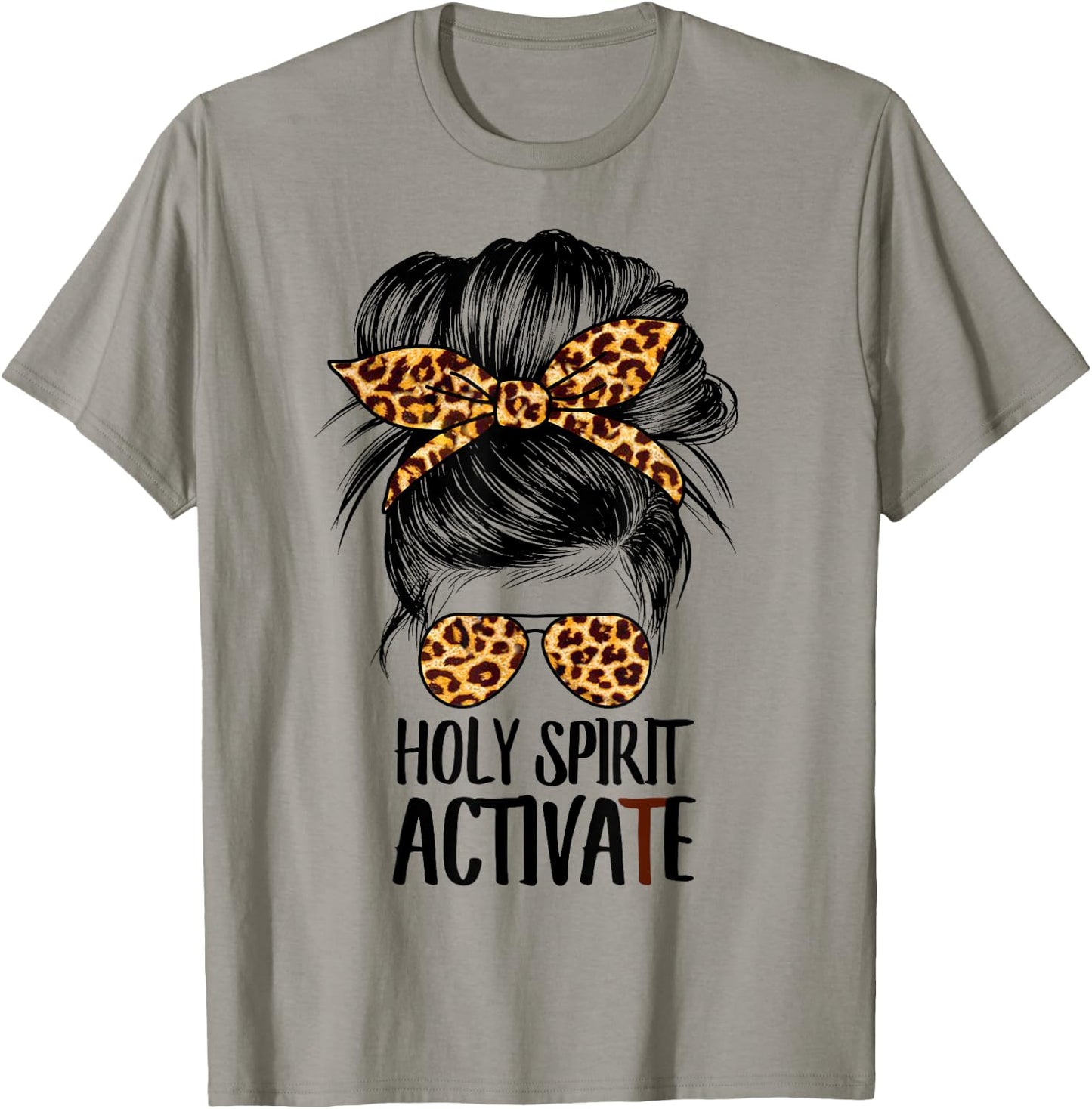 Trendy Religious Holy Spirit Cool Mom Life Leopard Print T-Shirt - T-Shirt | Sand