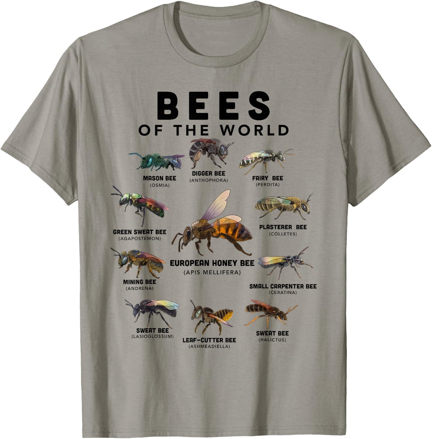 Bee Shirt Bees Of The World Beekeeper Funny Beekeeping T-Shirt - T-Shirt | Sand