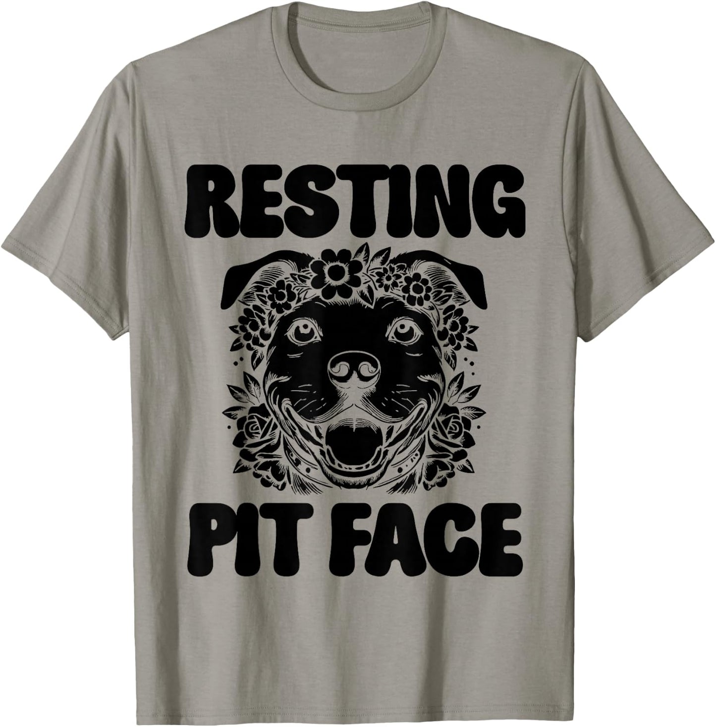 Resting Pit Face Pitbull Dog Design T-Shirt - T-Shirt | Sand