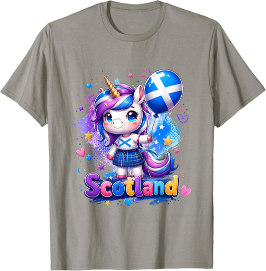 Cute Scotland Unicorn Shirt Scottish Flag Kawaii T-Shirt - T-Shirt | Sand