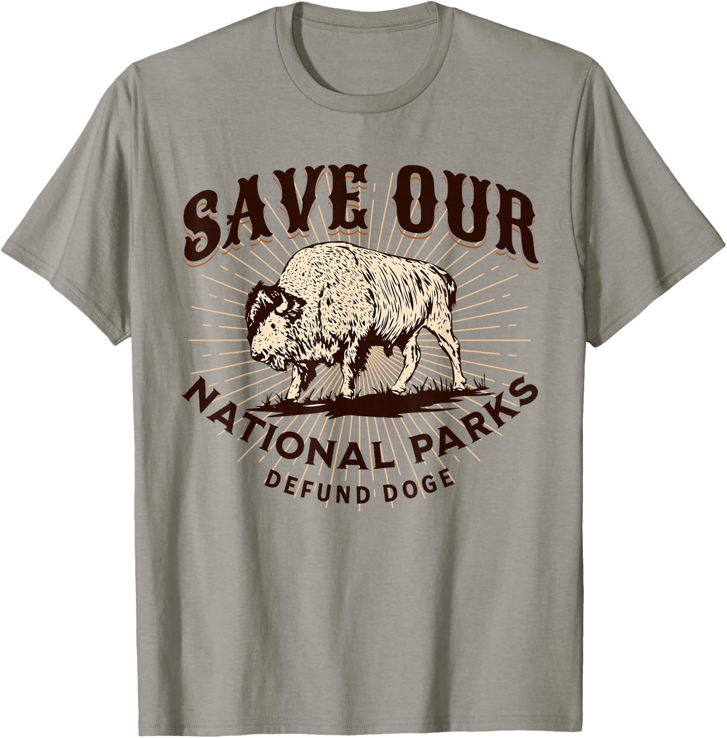 Save Our National Parks Defund DOGE Resist Bison ALT US T-Shirt - T-Shirt | Sand