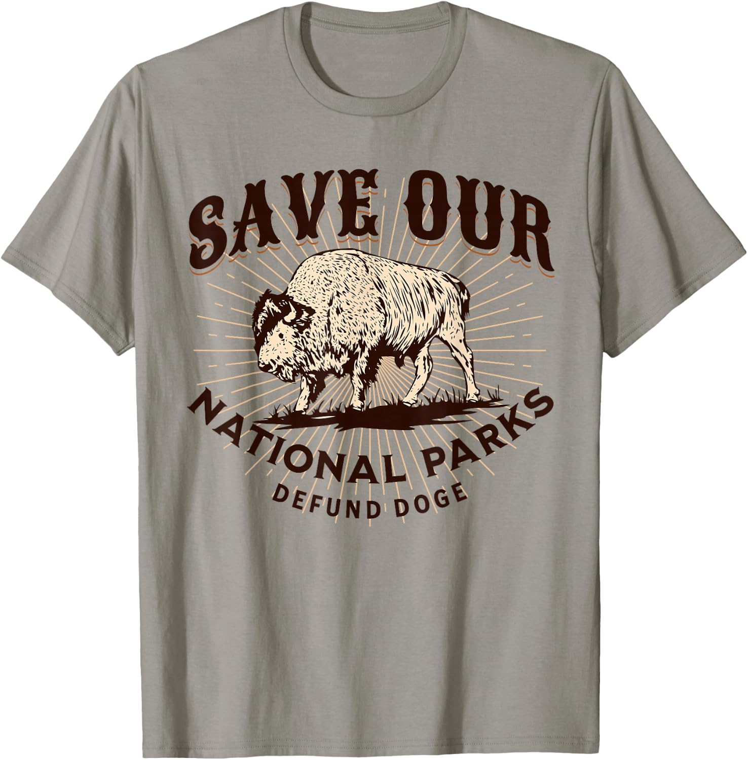 Save Our National Parks Defund DOGE Resist Bison ALT US T-Shirt - T-Shirt | Sand