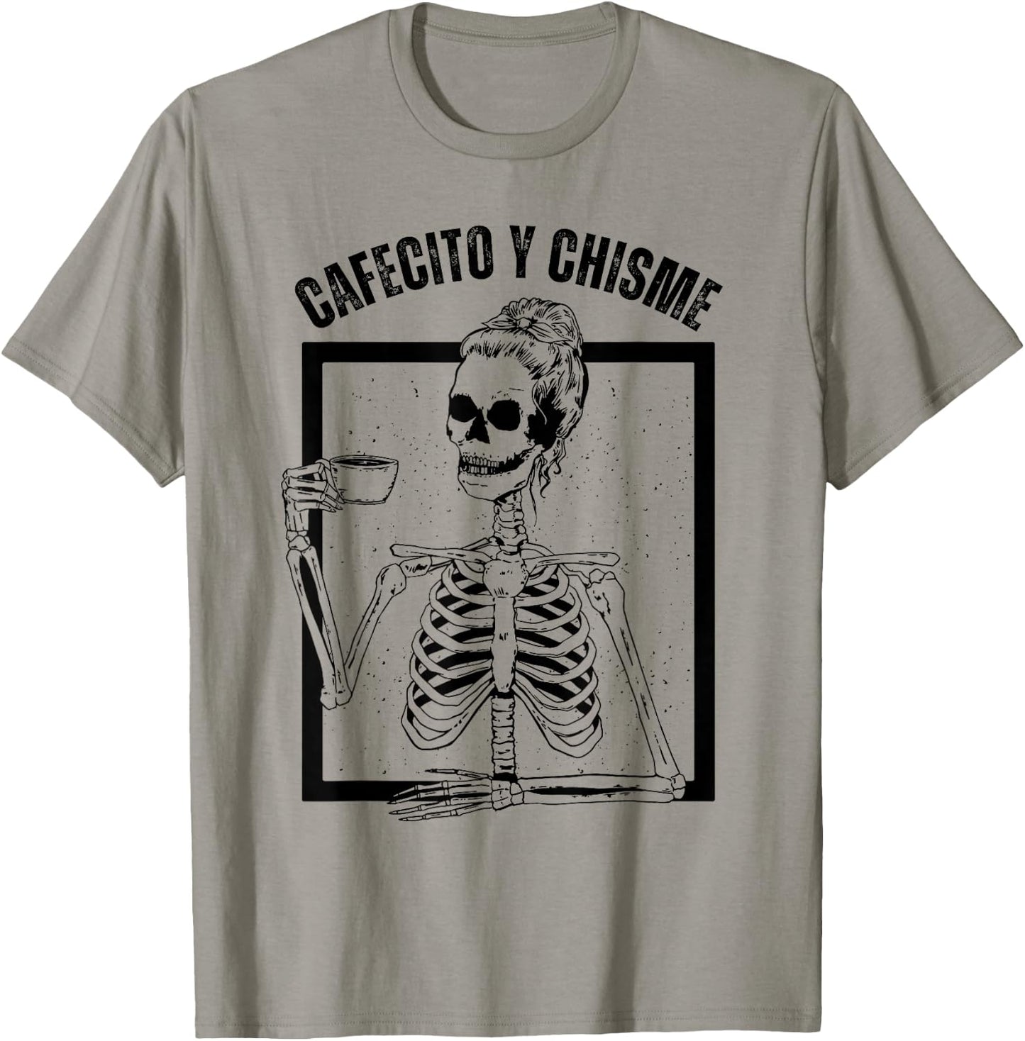 Cafecito y Chisme Skeleton, Cafecito y Chisme T-Shirt - T-Shirt | Sand