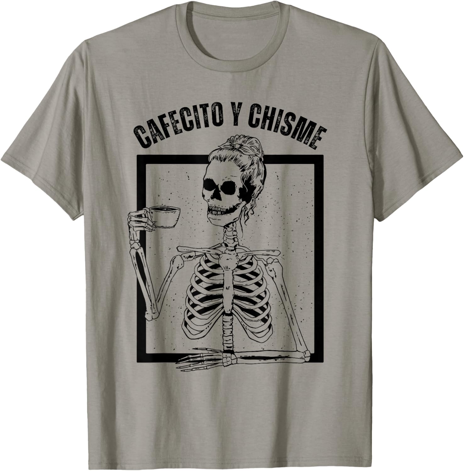 Cafecito y Chisme Skeleton, Cafecito y Chisme T-Shirt - T-Shirt | Sand