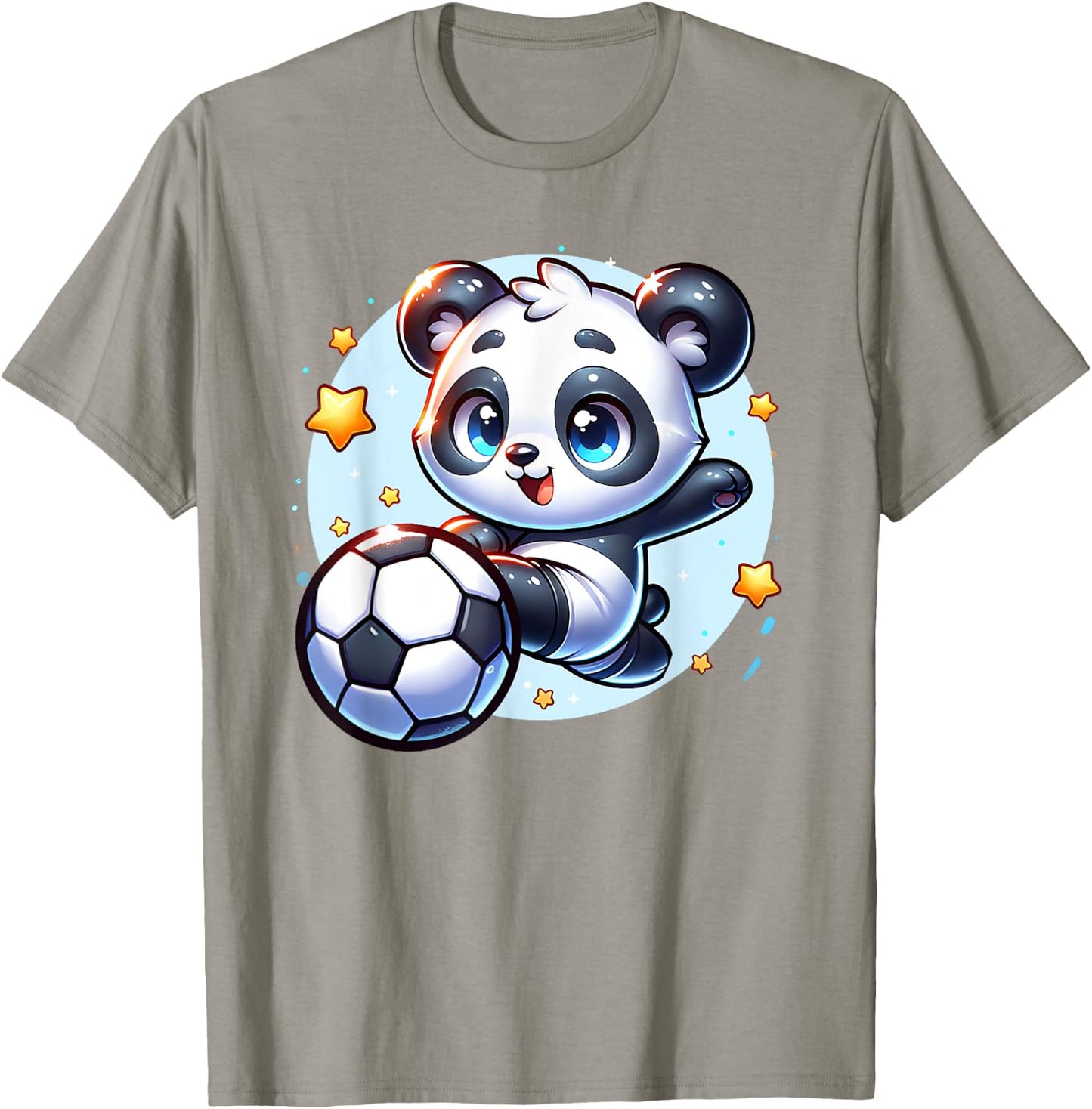 Panda Soccer Player Kicking Soccer Ball Cute Girls Graphic T-Shirt - T-Shirt | Sand