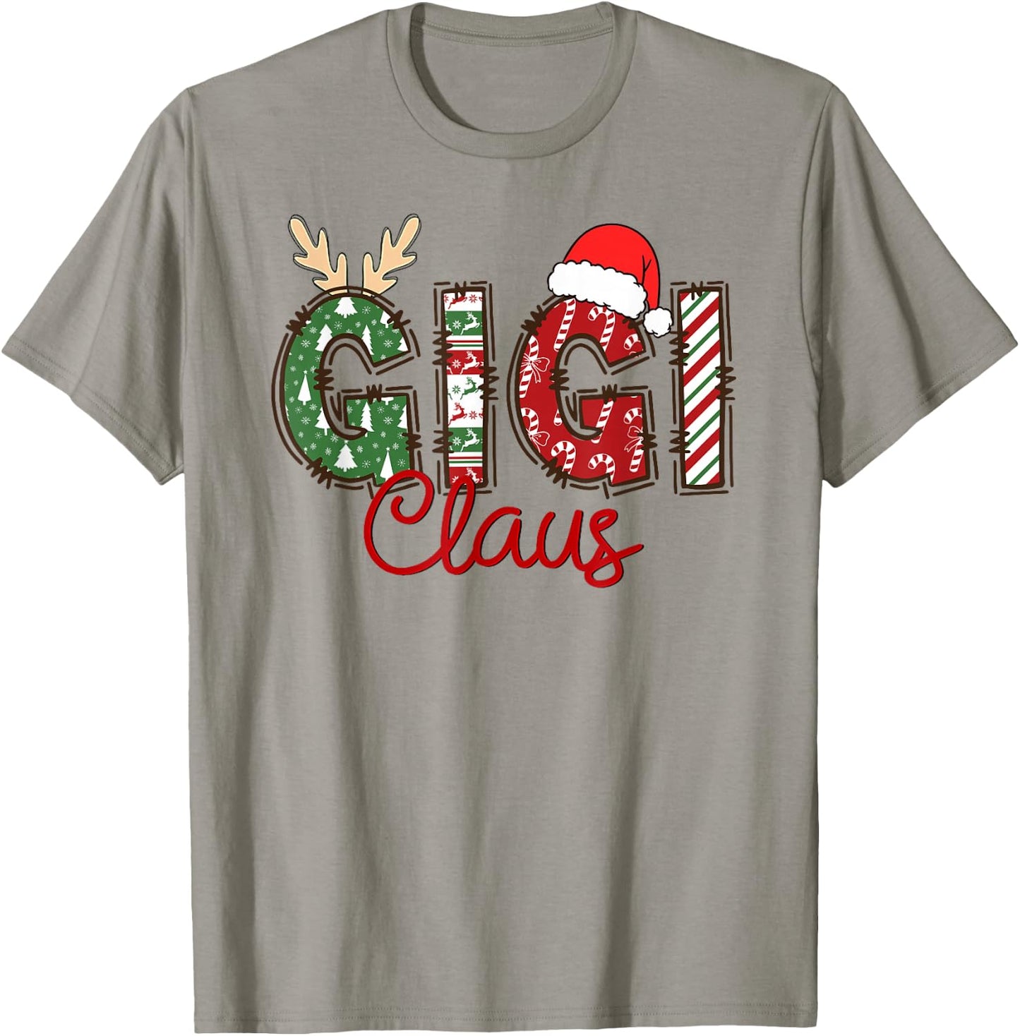Gigi Claus Christmas Reindeer Pajama Family Matching T-Shirt - T-Shirt | Sand