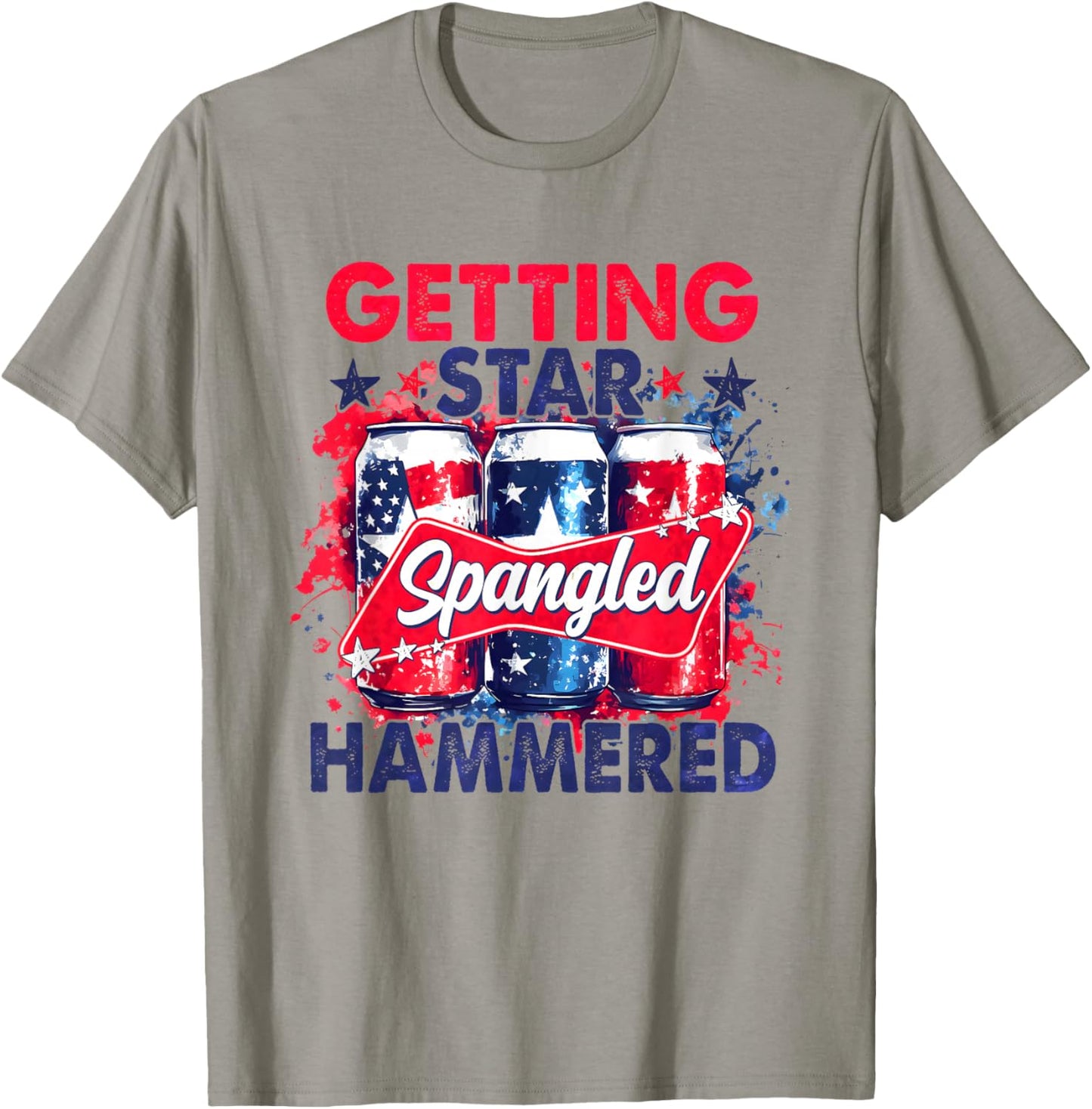 Getting Star Spangled Hammered Striped America 4th of July T-Shirt - T-Shirt | Sand