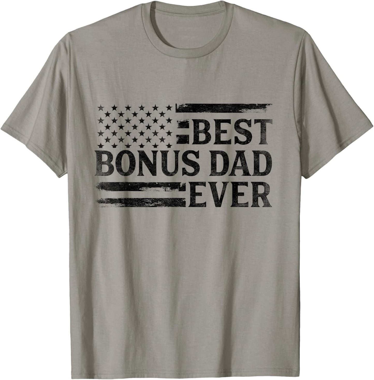 Best Bonus Dad Ever Black Vintage USA Flag Father's Day T-Shirt - T-Shirt | Sand