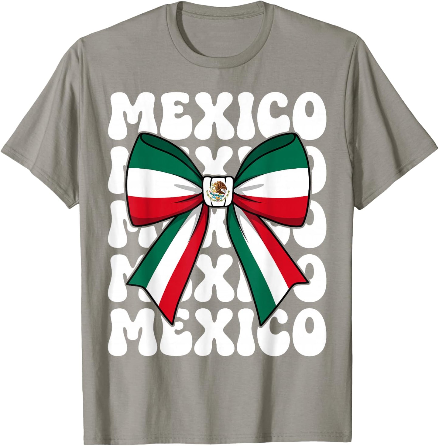 Mexico Coquette Bow Mexico Flag Cute Retro Mexican Girl T-Shirt - T-Shirt | Sand