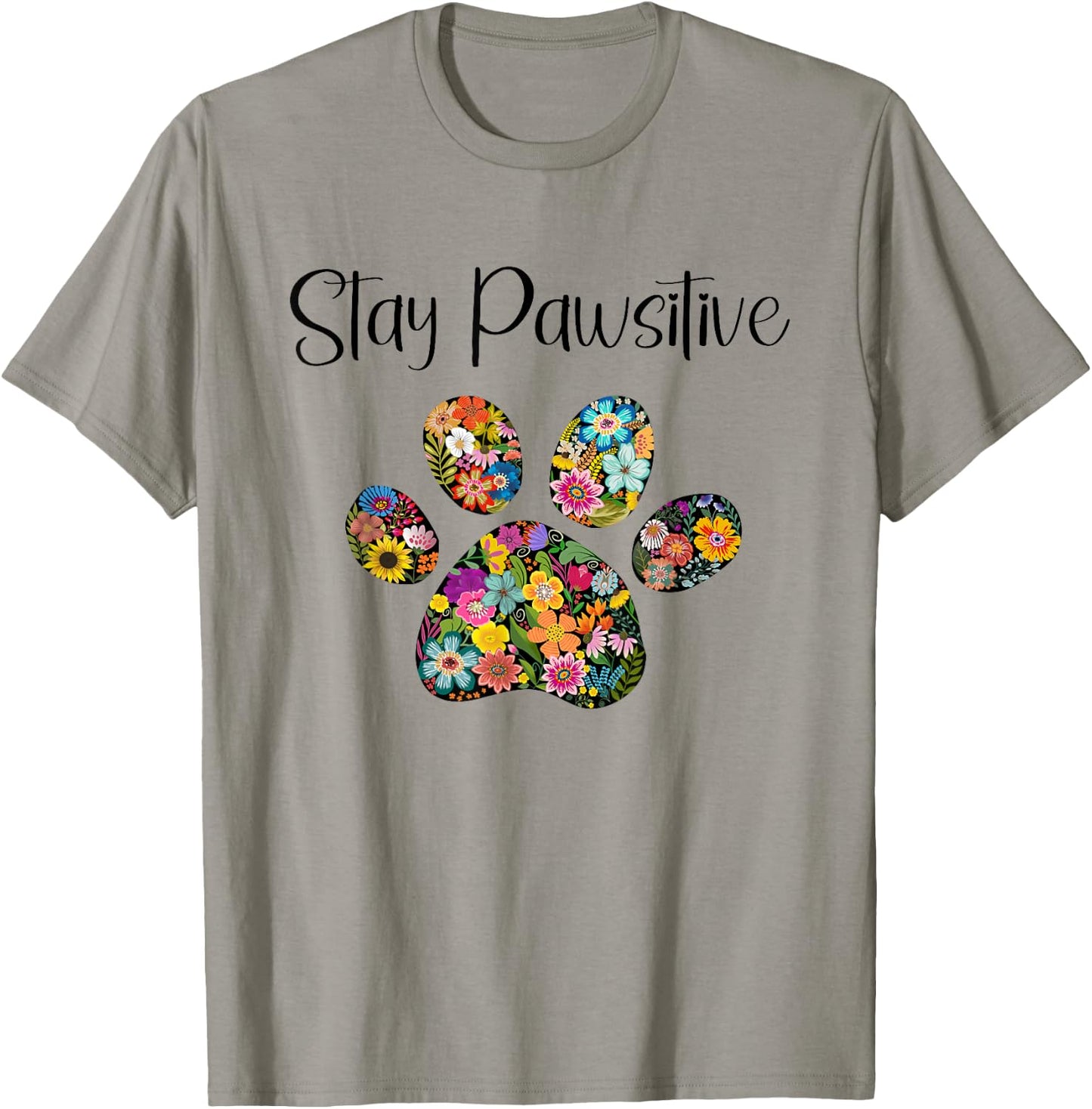 Stay Pawsitive Tierliebhaber mit Pfotenabdruck T-Shirt - T-Shirt | Sand