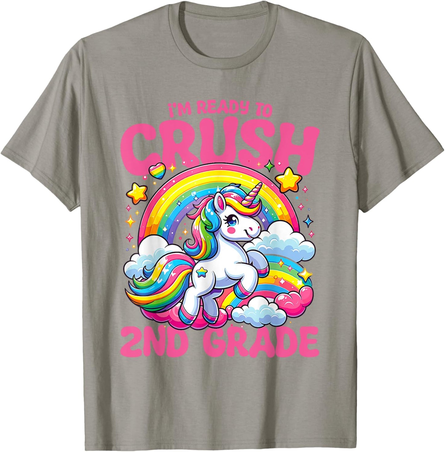 Crush 2nd Grade Unicorn Girls Teacher Back to School T-Shirt - T-Shirt | Sand