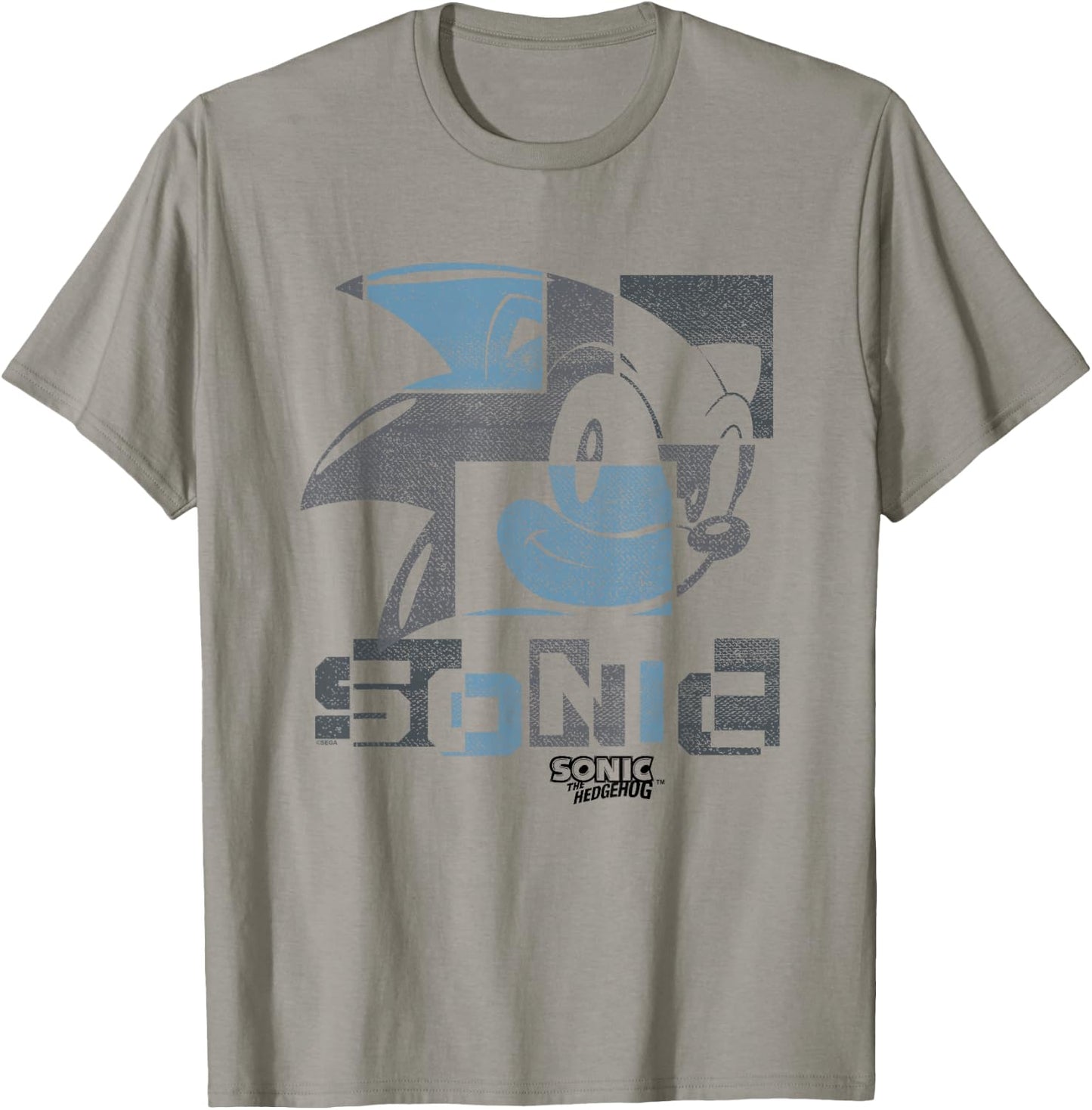 Sonic The Hedgehog Sonic Face Distressed Panels T-Shirt - T-Shirt | Sand