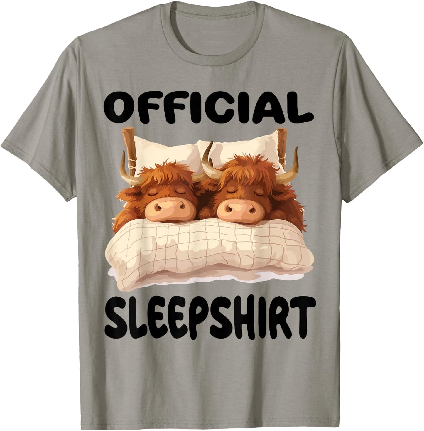 Scottish Highland Cow Official Sleepshirt Pajamas Nightgown T-Shirt - T-Shirt | Sand