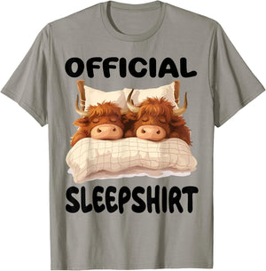 Scottish Highland Cow Official Sleepshirt Pajamas Nightgown T-Shirt - T-Shirt | Sand
