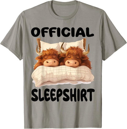 Scottish Highland Cow Official Sleepshirt Pajamas Nightgown T-Shirt - T-Shirt | Sand