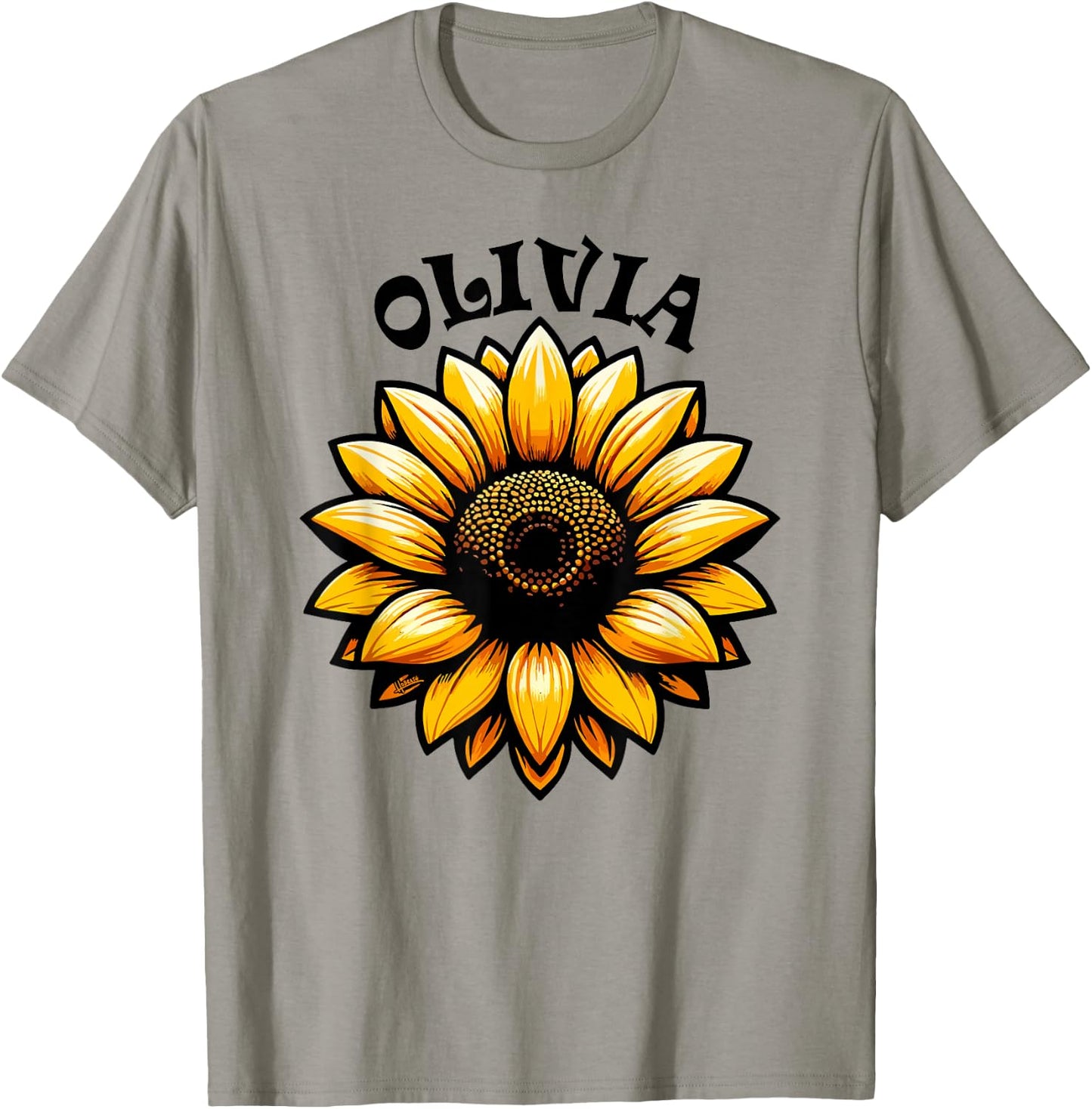 Olivia Beautiful Sunflower Design for Girls Name Olivia T-Shirt - T-Shirt | Sand