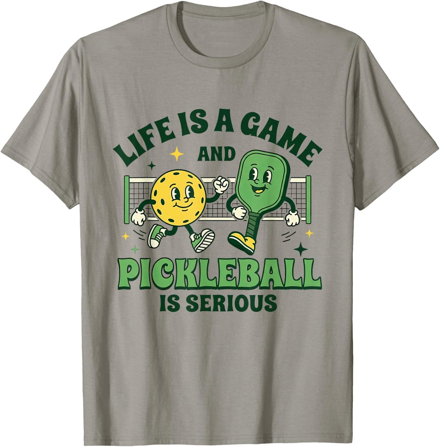 Life is A Game Pickleball is Serious Funny Pickleball Paddle T-Shirt - T-Shirt | Sand