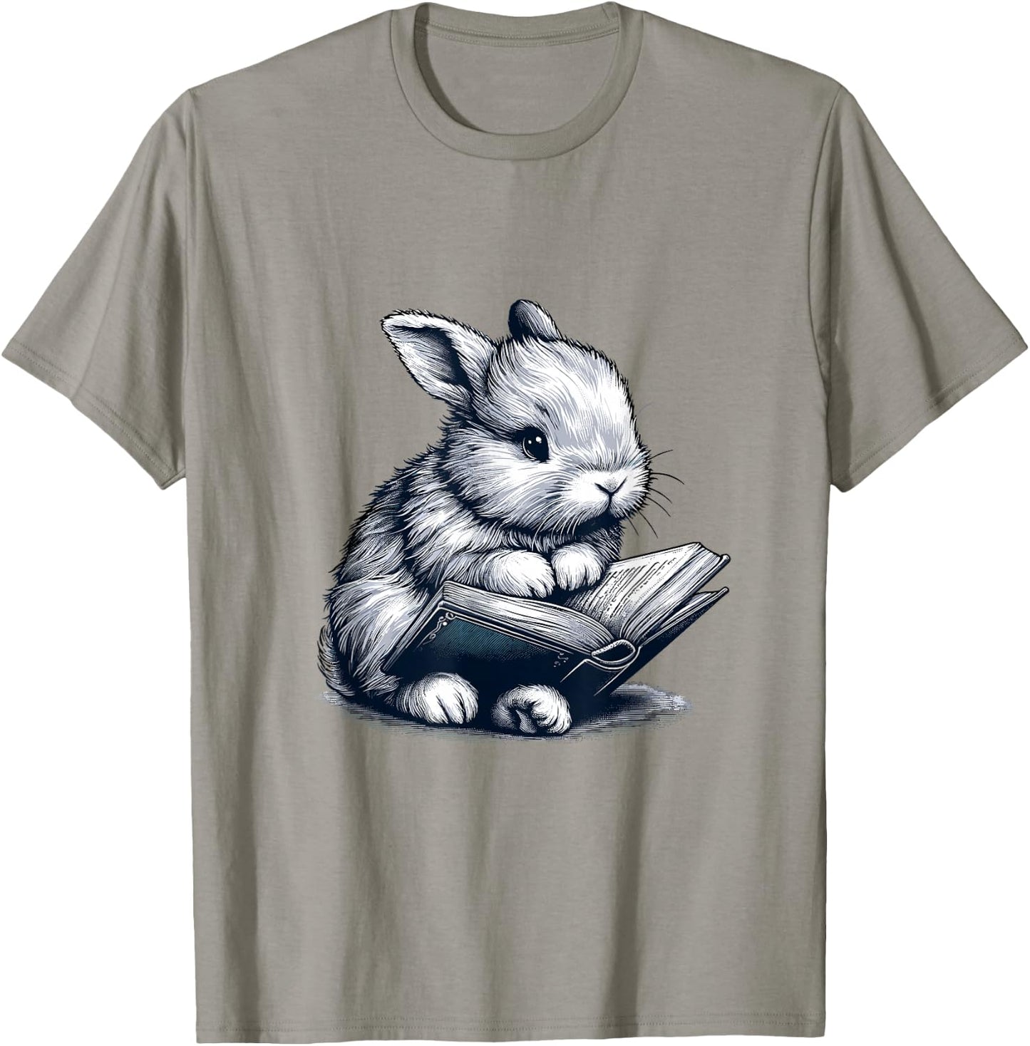 Adorable Reading Bunny drawing for Book Lovers Philossophers T-Shirt - T-Shirt | Sand