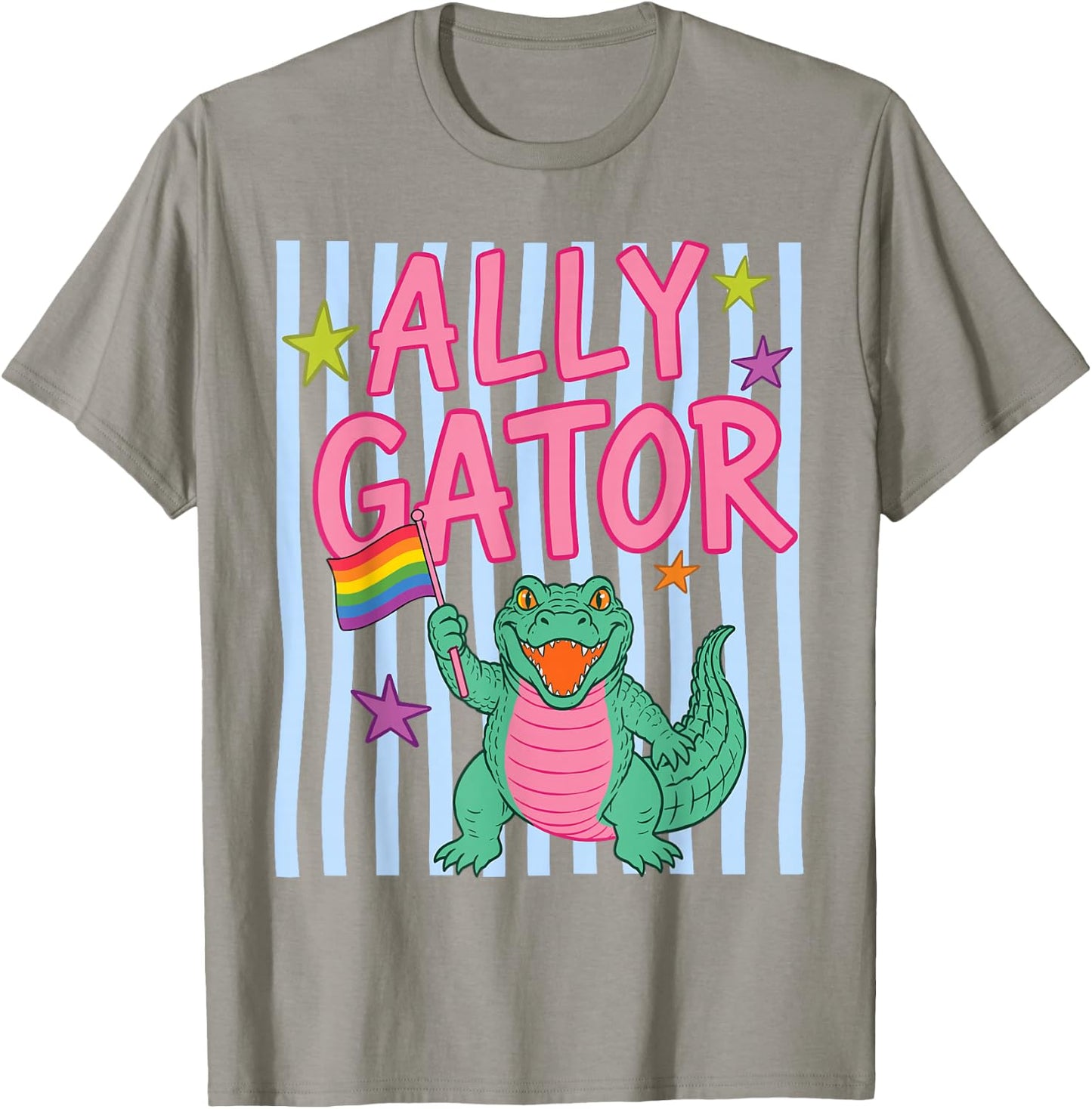 Ally Gator Rainbow Pride Alligator LGBTQ Equality Men Women T-Shirt - T-Shirt | Sand