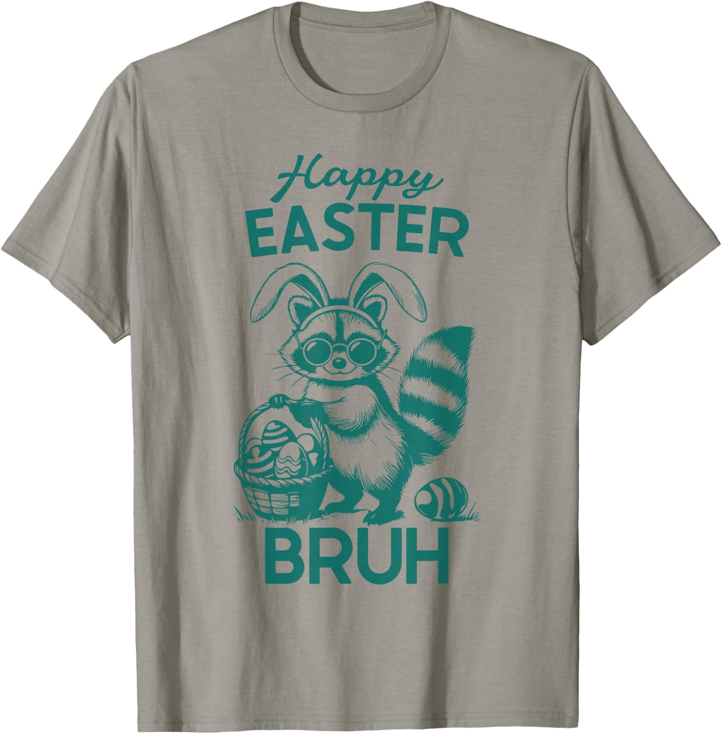 Happy Easter Bruh Raccoon Easter Bunny Rabbit Racoon Animal T-Shirt - T-Shirt | Sand