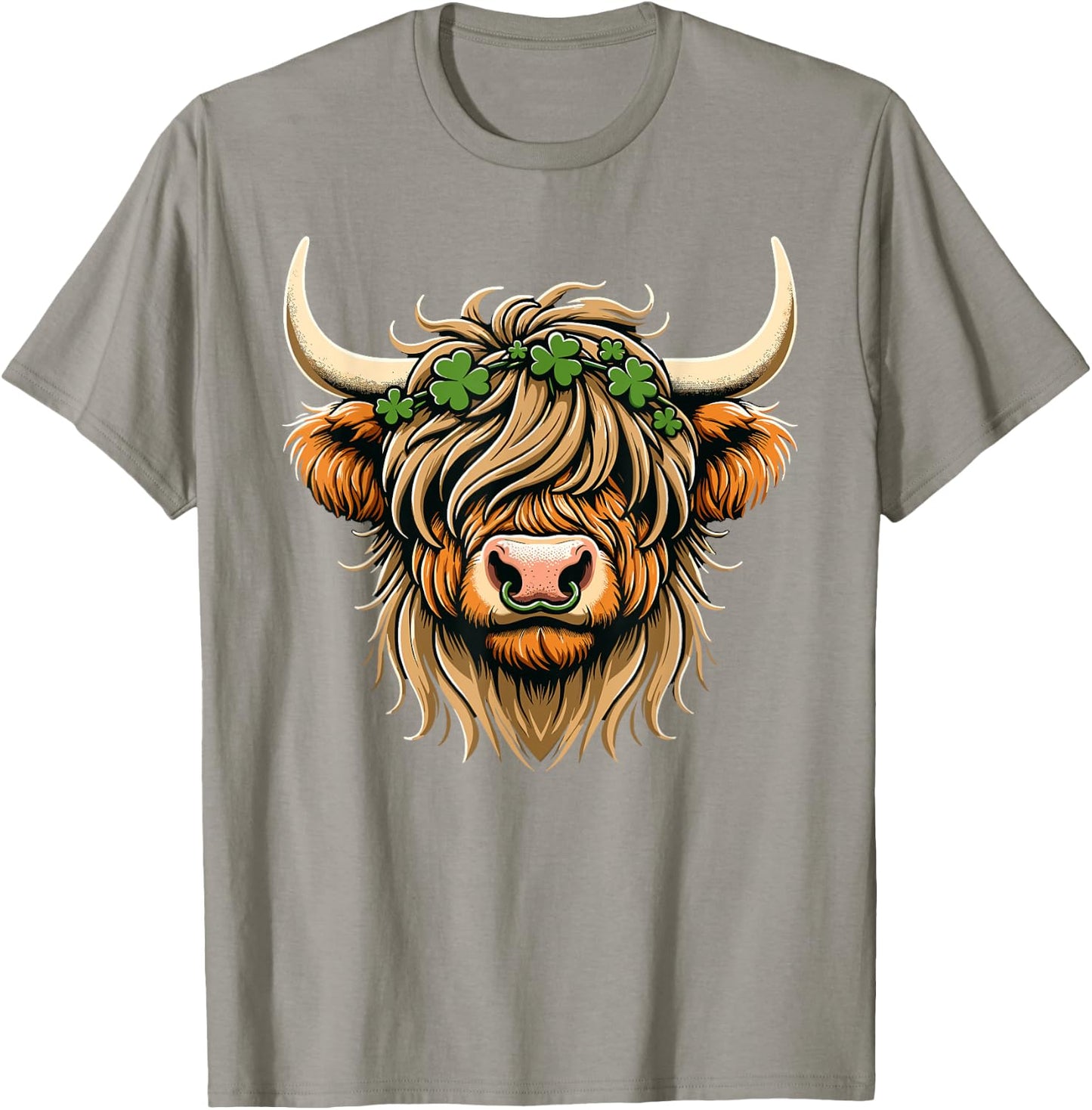 St Patricks Day Highland Cow Saint Paddys Men Women Kids T-Shirt - T-Shirt | Sand