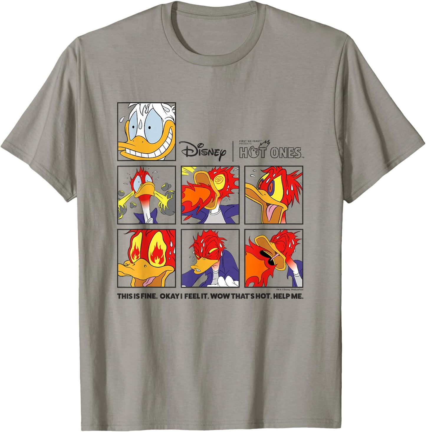 Disney Hot Ones Donald Duck This Is Fine - Help Me Panels T-Shirt - T-Shirt | Sand