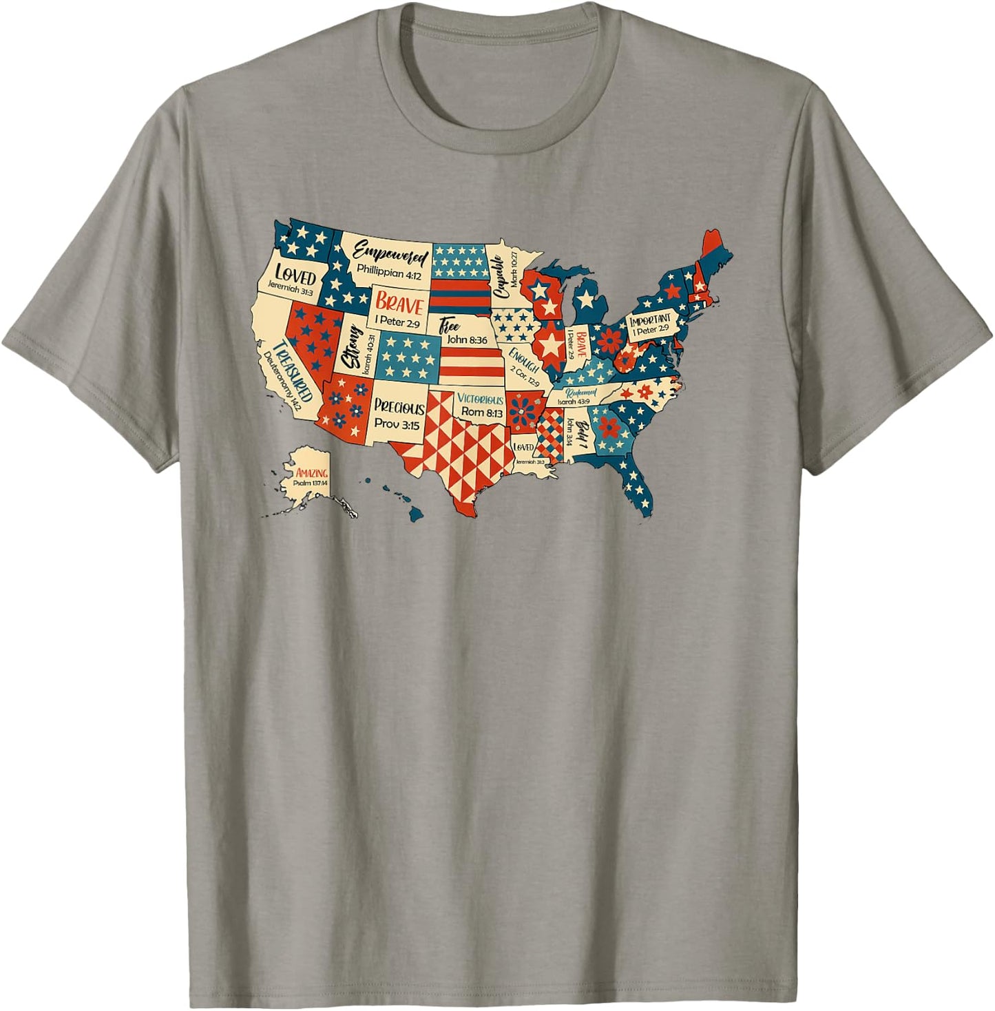 Retro America USA Map God Say You're Bible Verse 4th Of July T-Shirt - T-Shirt | Sand